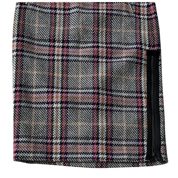 Halogen Nordstrom Purple Multi Plaid Pencil Skirt 4P Retro 90s Side Zip Office - Picture 3 of 6
